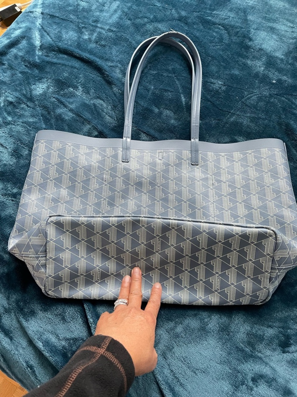 Lacoste Light Blue Logo-Print Tote Bag